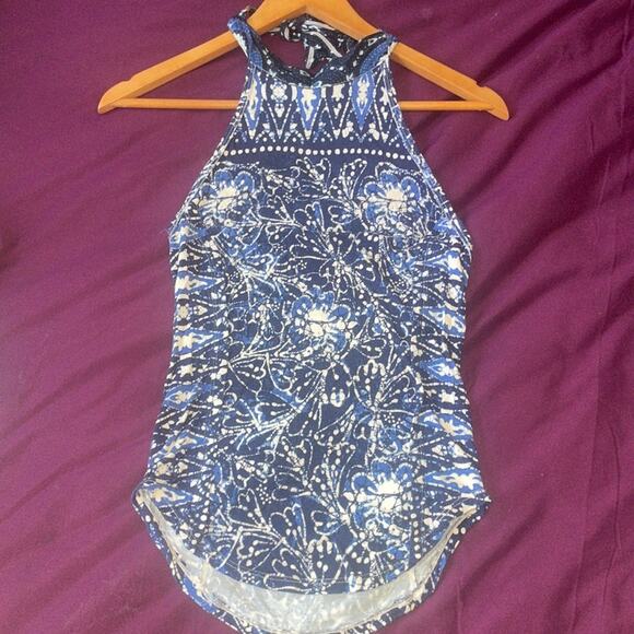 FREE PEOPLE Madagascar Halter Tank Top Indigo Combo SEXY CELESTIAL - Picture 3 of 6